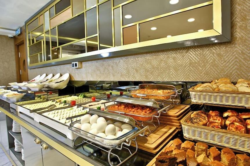 Buffet breakfast spread in the dining room of The Tango Hotel Taksim